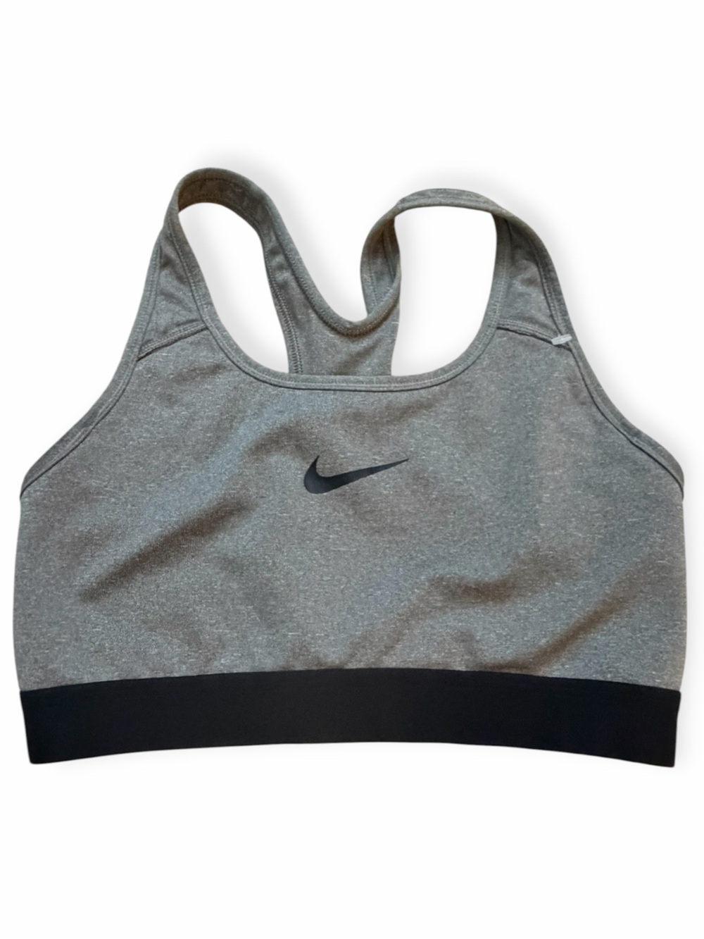Nike Dri-FIT Racerback Sports Bra Heather Gray Black Small NWOT